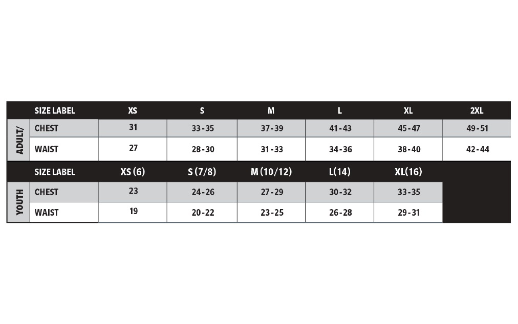 Lax Pinnie Size Chart